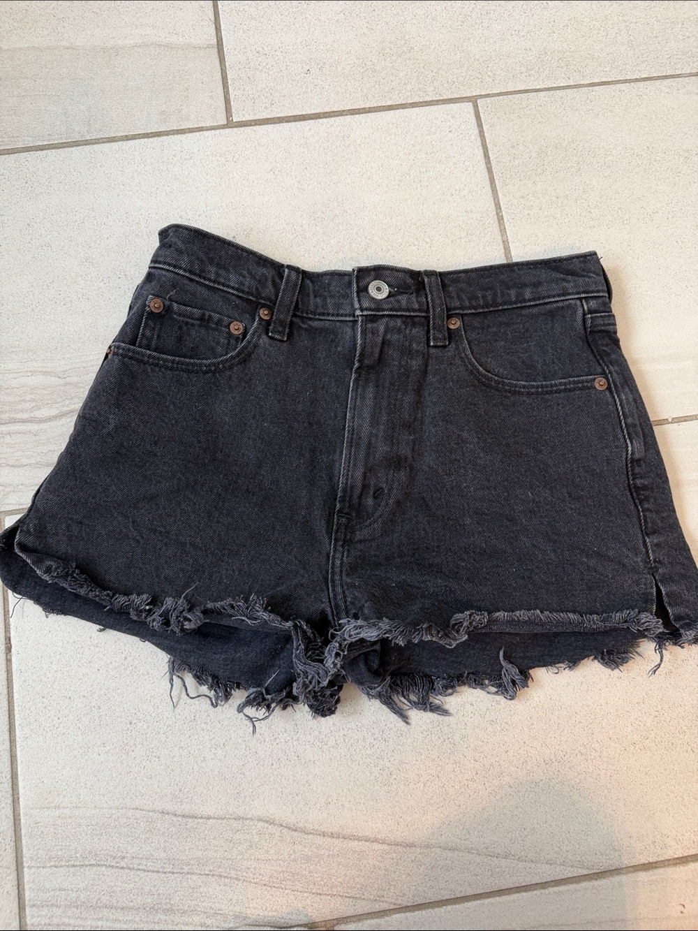 Abercrombie & Fitch High Rise Mom Jean Short Black